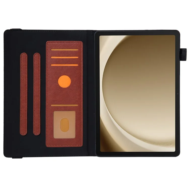 For Samsung Galaxy Tab A9+ X210 Case Card Slots PU Leather Flip Stand Tablet Cover - Brown