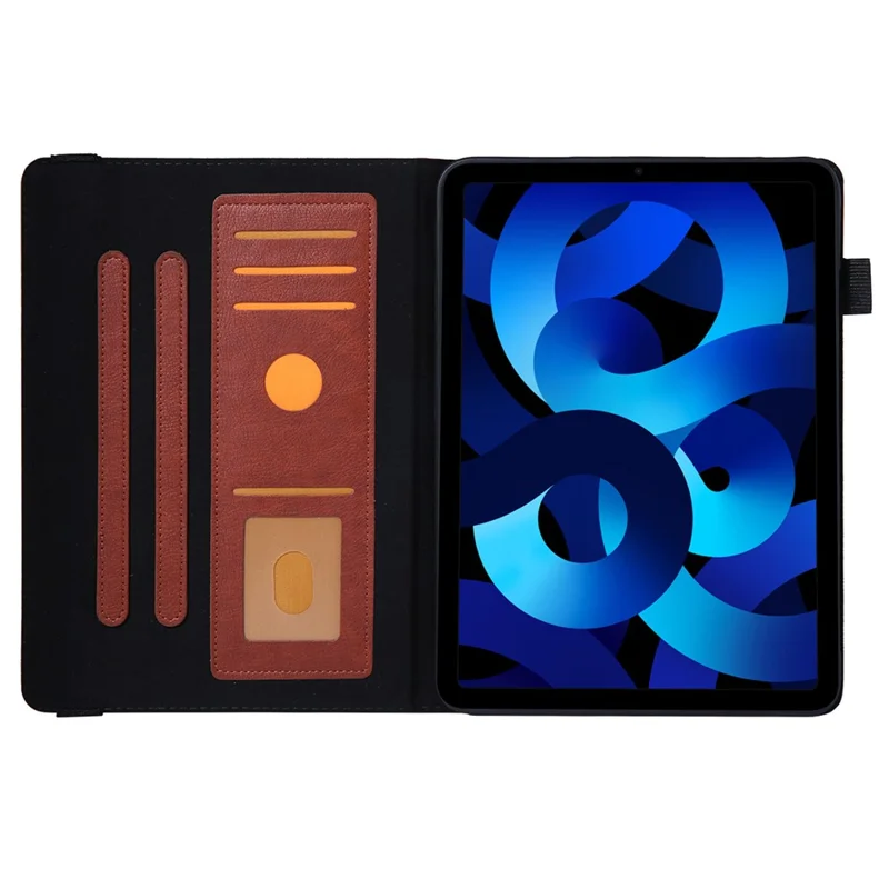 For iPad (2025) / 10.9 (2022) Shockproof Case Card Slots Tablet Leather Flip Cover with Pens Holder - Brown