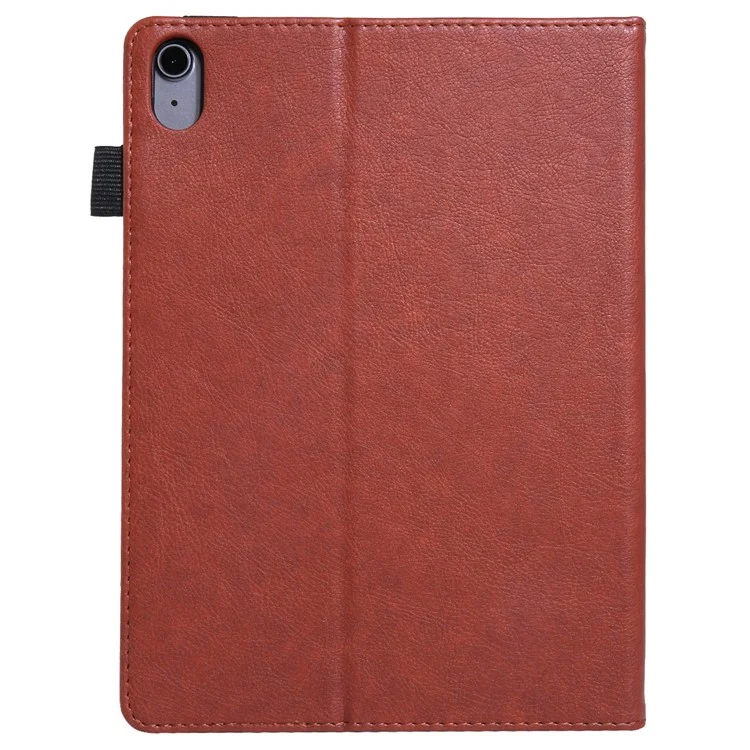 For iPad (2025) / 10.9 (2022) Shockproof Case Card Slots Tablet Leather Flip Cover with Pens Holder - Brown