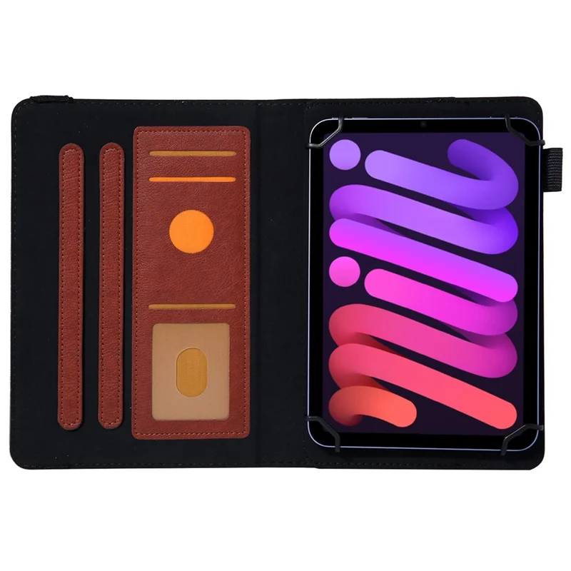 10-inch Tablet Case Card Slots PU Leather Flip Cover with Folding Stand - Brown