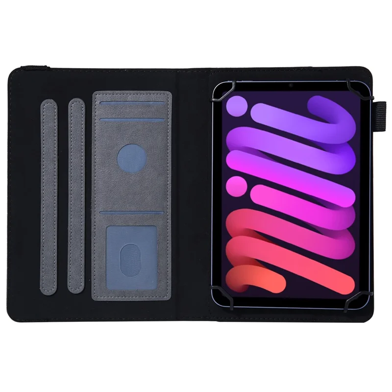 For 8-Inch Tablet Case Anti-Scratch Tablet Leather Flip Cover with Card Slots - Grey