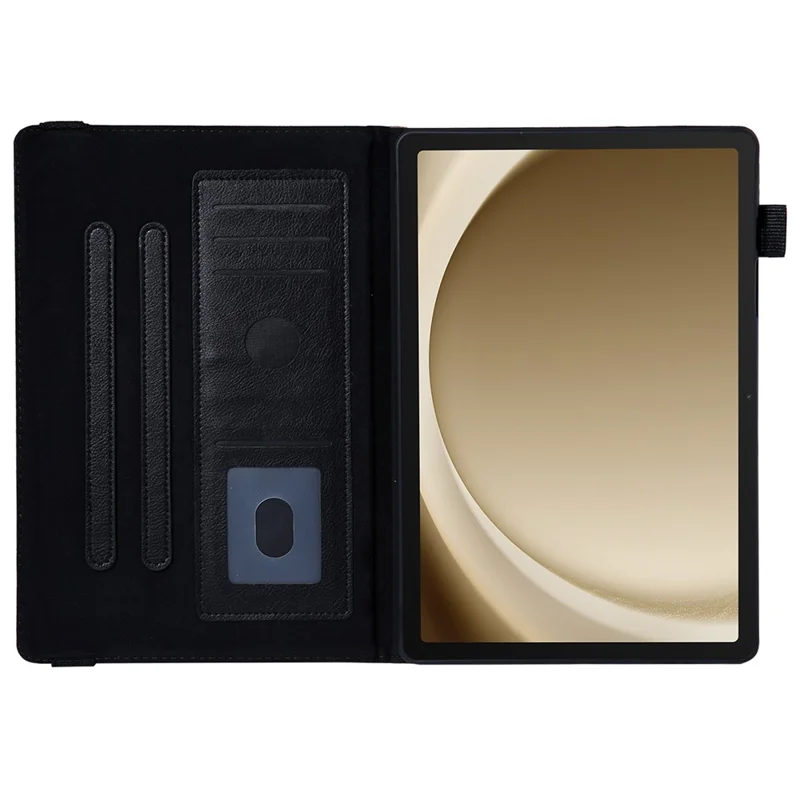 For Samsung Galaxy Tab A9 X110 Tablet Case Card Slots Protective Leather Flip Cover - Black