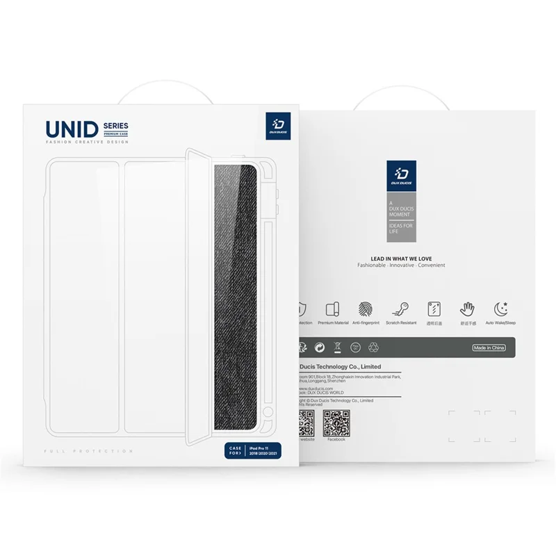 DUX DUCIS Unid Series For iPad Pro 12.9-inch (2018) (2020) (2021) (2022) TPU+PC+Leather Tablet Case with Auto Wake / Sleep - Black