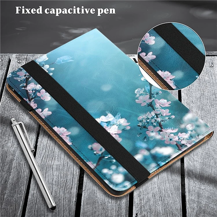 Capa For Honor Pad 8 em Couro PU com Padrão de Visão, Slots para Cartões e Suporte para Tablet - Flor de Pêssego