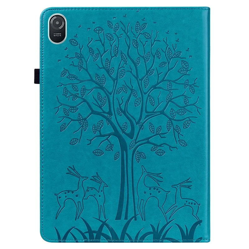 For Honor Pad 8 Case PU Leather Tree Deer Pattern Tablet Cover with Card Slots - Blue