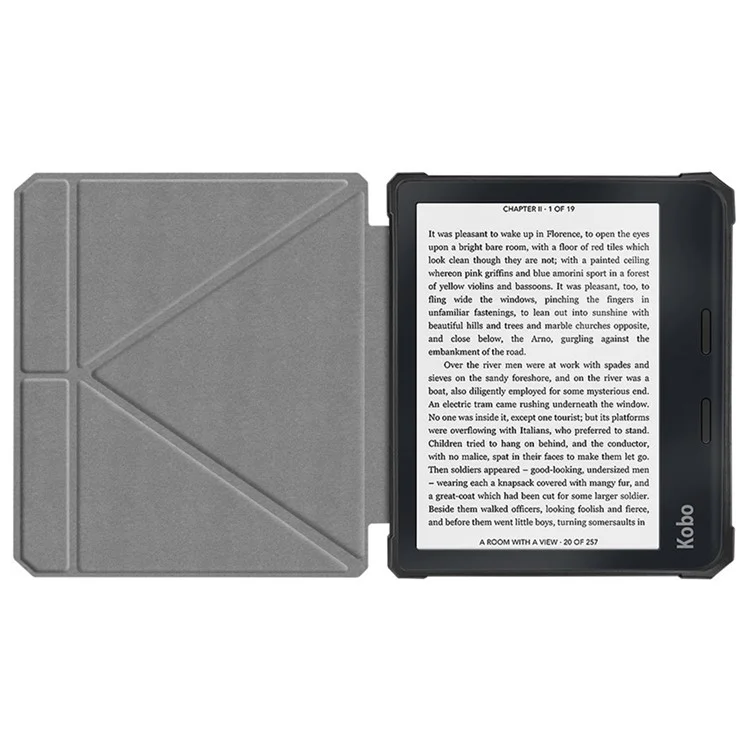Für Kobo Libra 2 N418 Hülle Soft TPU+PU Leder Tablet Cover mit Origami-Ständer - Schwarz