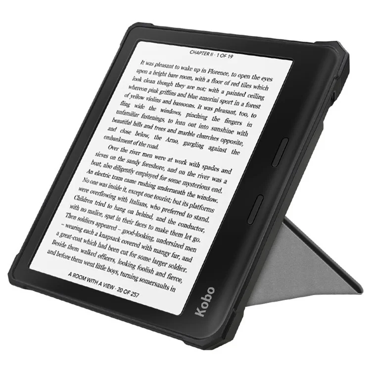 Für Kobo Libra 2 N418 Hülle Soft TPU+PU Leder Tablet Cover mit Origami-Ständer - Schwarz
