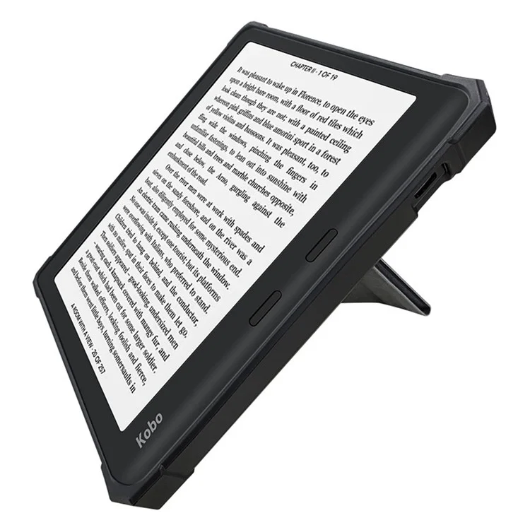 Für Kobo Libra 2 N418 Hülle Soft TPU+PU Leder Tablet Cover mit Origami-Ständer - Schwarz