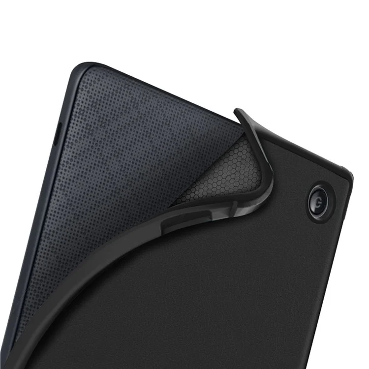 Für Kobo Libra 2 N418 Hülle Soft TPU+PU Leder Tablet Cover mit Origami-Ständer - Schwarz