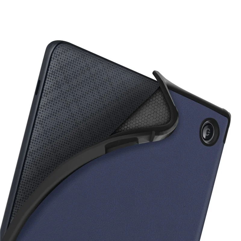 For Kobo Libra 2 N418 Case Soft TPU+PU Leather Tablet Cover with Origami Stand - Blue