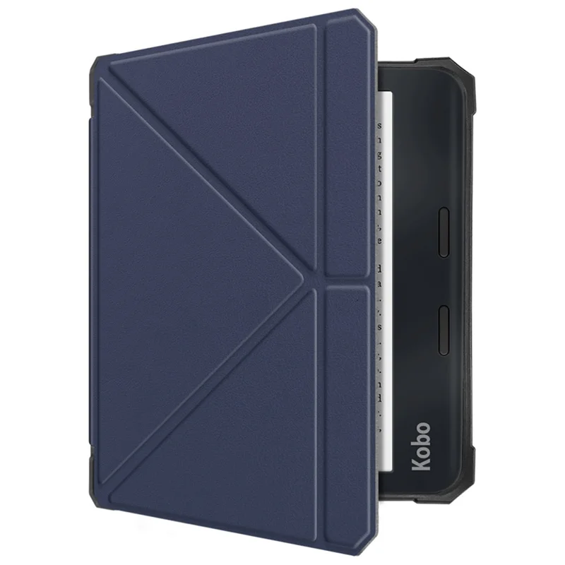 For Kobo Libra 2 N418 Case Soft TPU+PU Leather Tablet Cover with Origami Stand - Blue