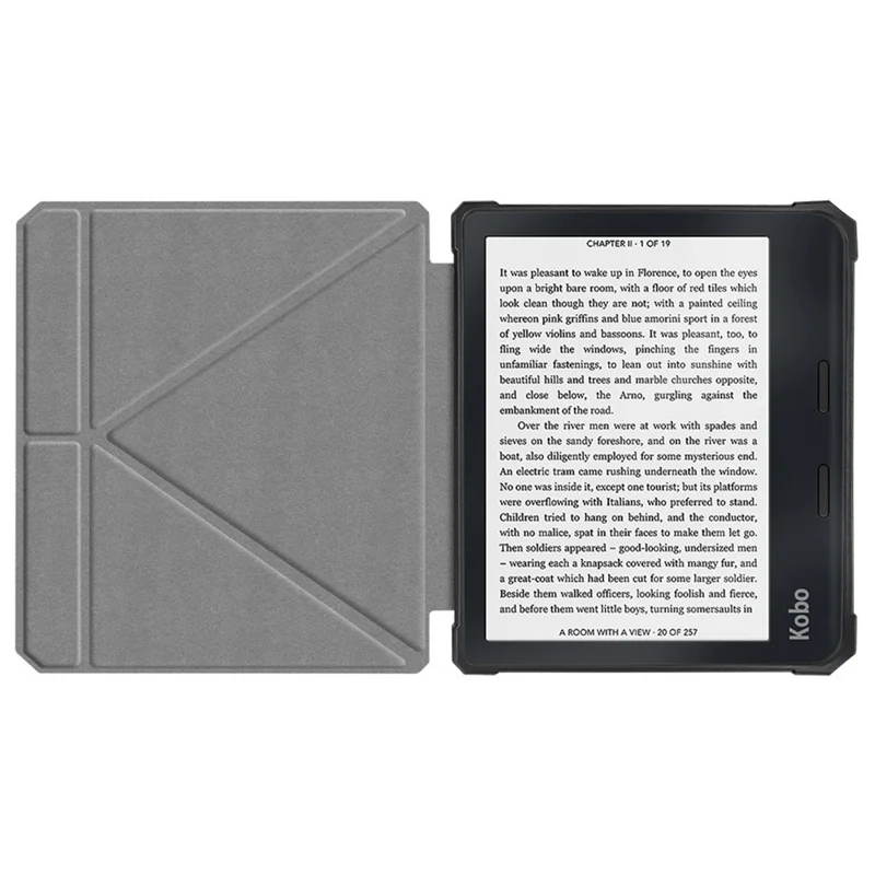 For Kobo Libra 2 N418 E-Reader Case Pattern Printing Origami Stand TPU+PU Leather Tablet Cover - Big Eyes