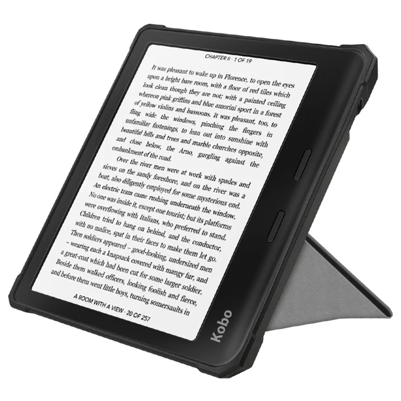For Kobo Libra 2 N418 E-Reader Case Pattern Printing Origami Stand TPU+PU Leather Tablet Cover - News Paper