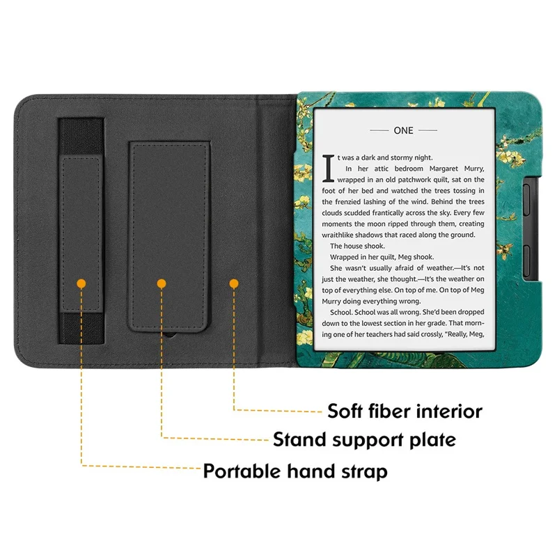 Para Kobo Libra 2 N418 Kickstand Case Pattern Printing PU Leather E-Reader Cover - Plum Blossom