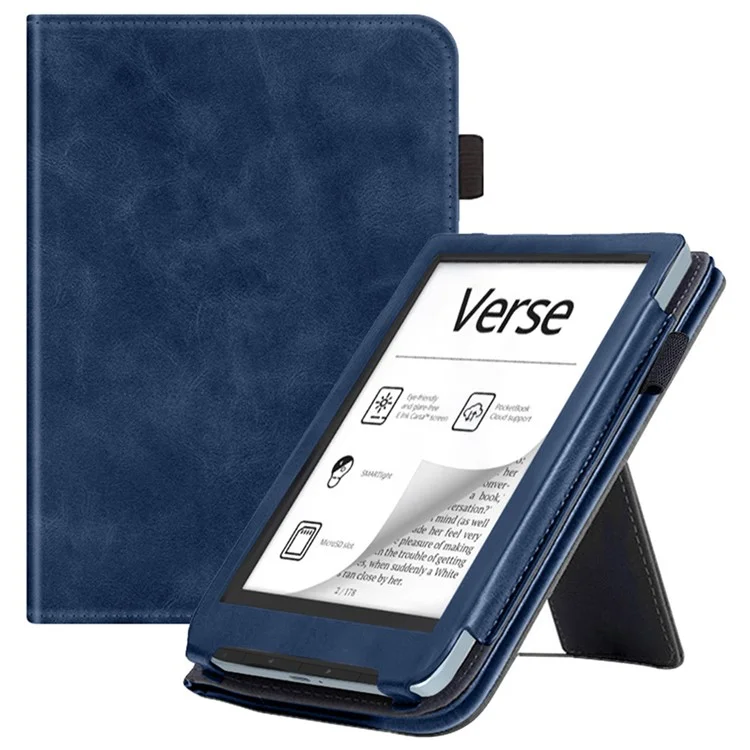 Per PocketBook Verse PB629 E-Reader Case Supporto PU Custodia in Pelle per Tablet con Autorisveglio / Autosospensione - Blu