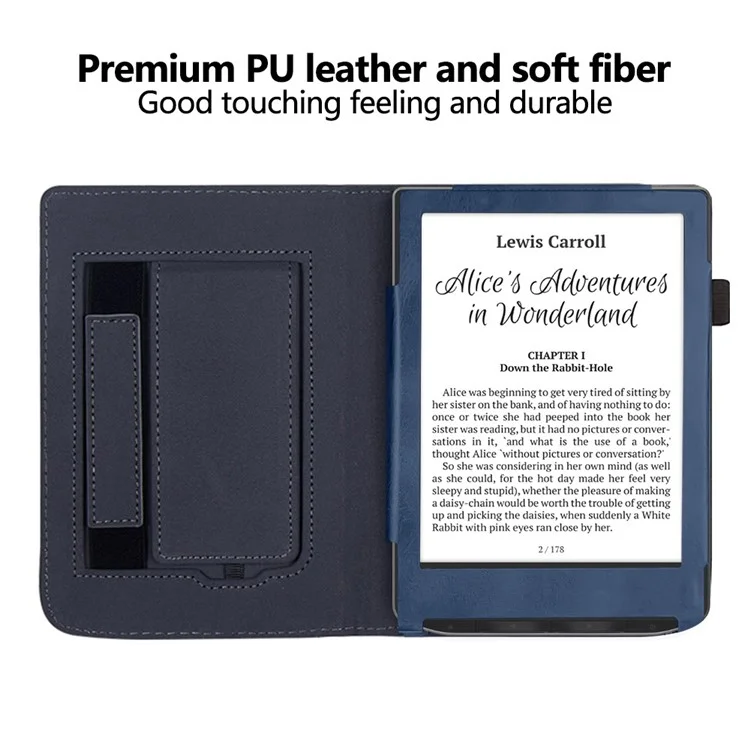Per PocketBook Verse PB629 E-Reader Case Supporto PU Custodia in Pelle per Tablet con Autorisveglio / Autosospensione - Blu