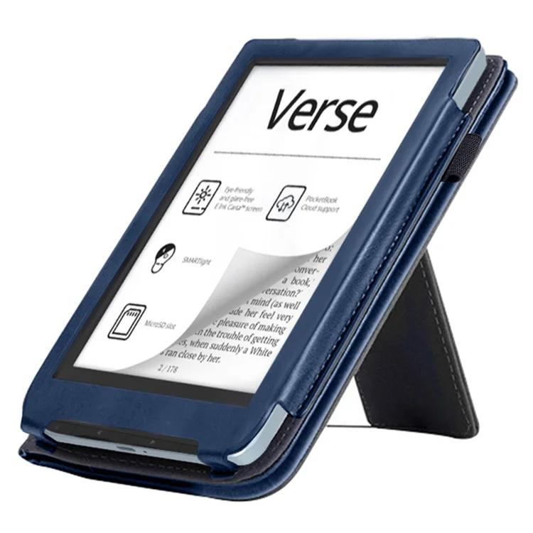 Per PocketBook Verse PB629 E-Reader Case Supporto PU Custodia in Pelle per Tablet con Autorisveglio / Autosospensione - Blu