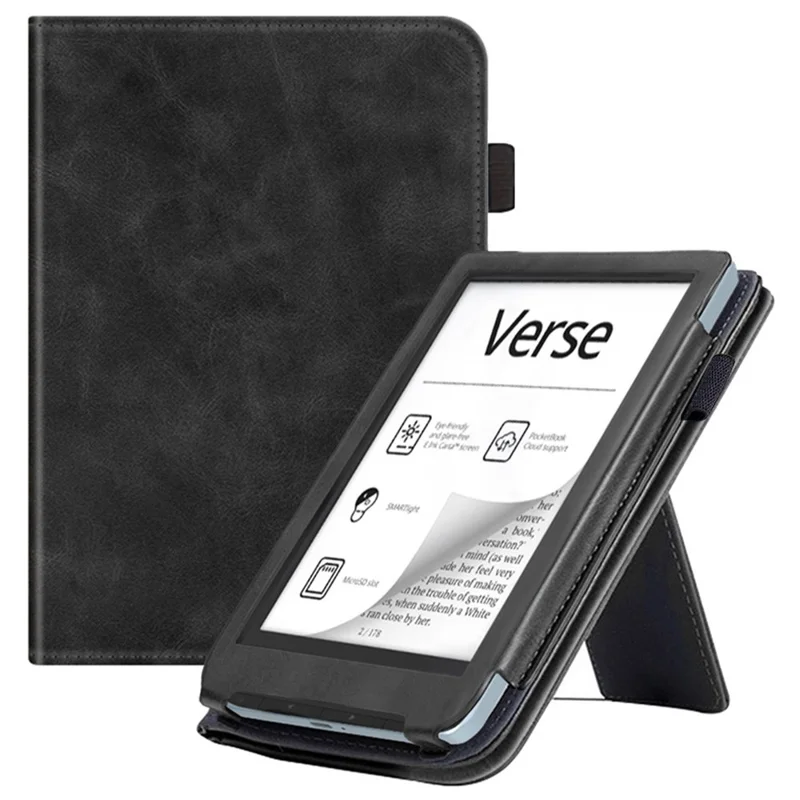Pour PocketBook Verse PB629 Étui pour liseuse électronique Kickstand PU Cuir Housse tablette avec réveil / sommeil automatique - Noir