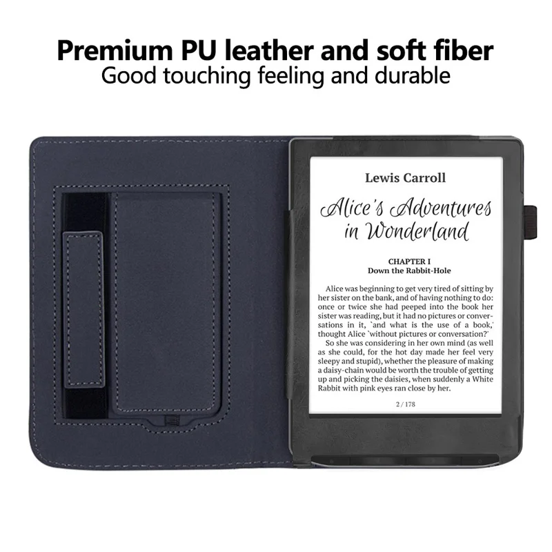 Pour PocketBook Verse PB629 Étui pour liseuse électronique Kickstand PU Cuir Housse tablette avec réveil / sommeil automatique - Noir