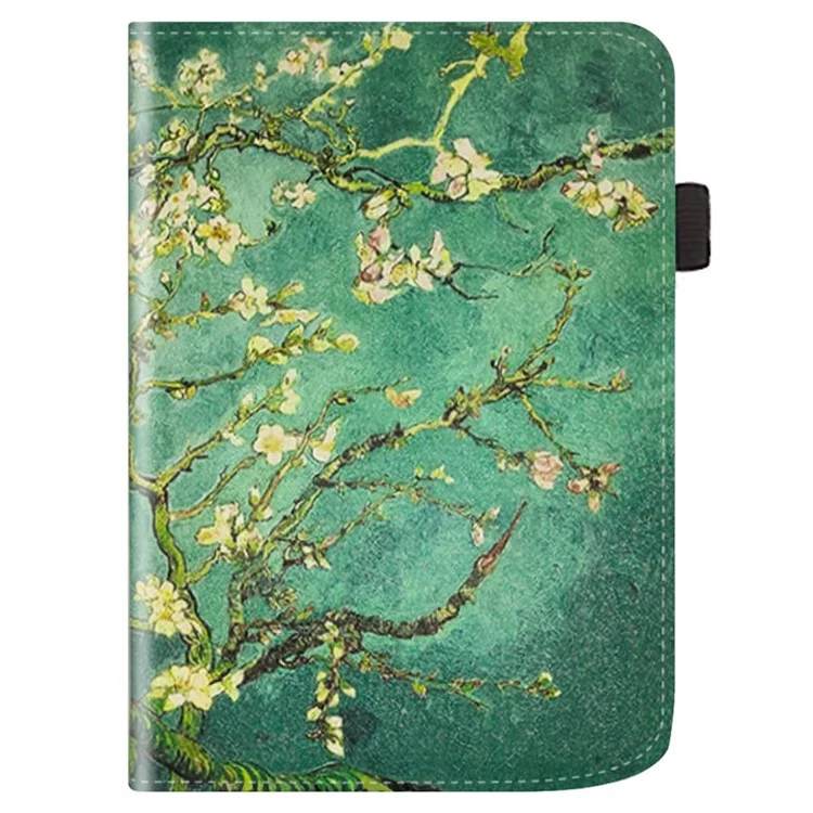 Pour PocketBook Verse PB629 E-Reader Étui Kickstand PU Cuir Flip Cover Support Auto Wake / Sleep - Fleur de Prune / Vert