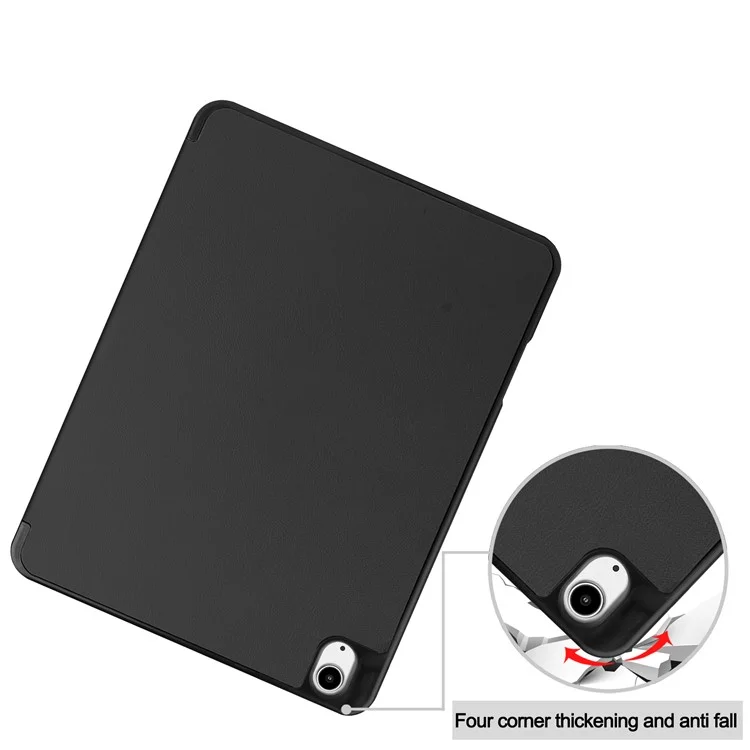 Para o iPad Air 13 (2024) Capa de Couro Tri-fold Stand Capa para Tablet com Slot para Caneta - Preto