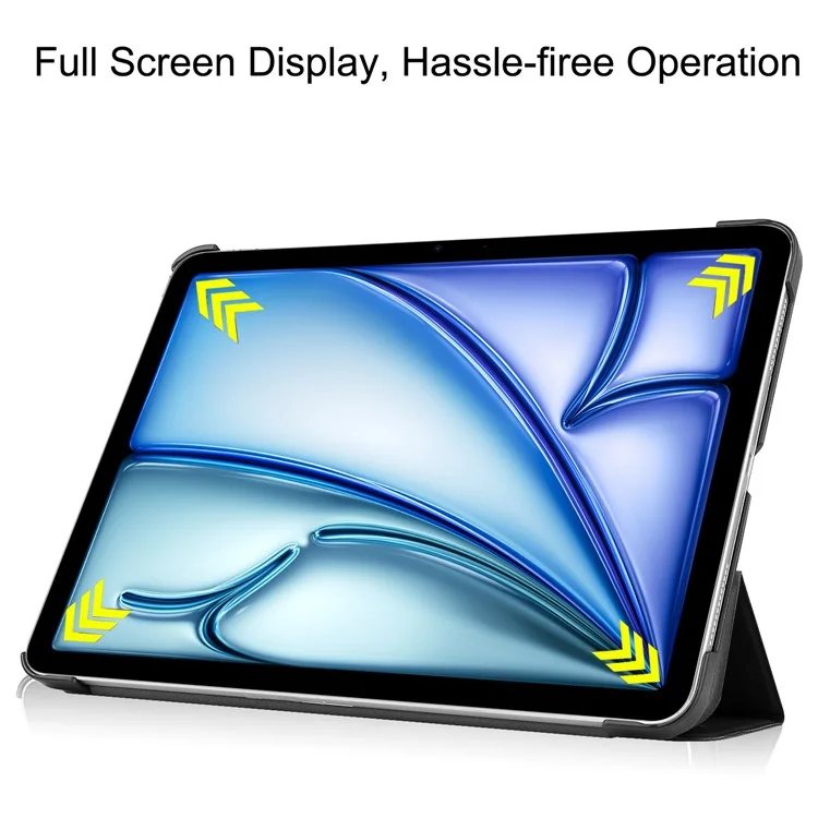 Étui pour iPad Air 13 (2024) avec Activation/Mise en Veille Automatique, Support Pliant Triple et Couverture en Cuir pour Tablette - Noir
