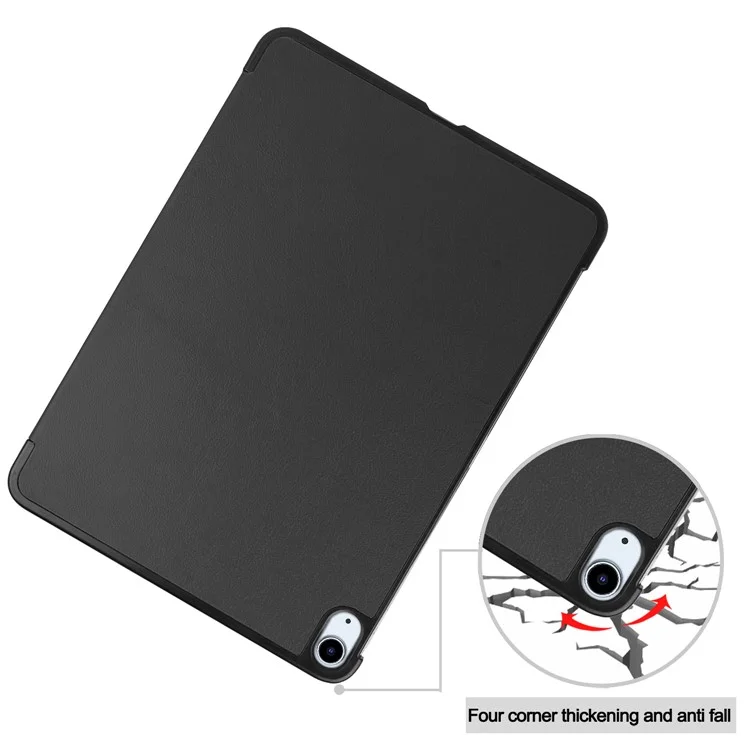 Étui pour iPad Air 13 (2024) avec Activation/Mise en Veille Automatique, Support Pliant Triple et Couverture en Cuir pour Tablette - Noir