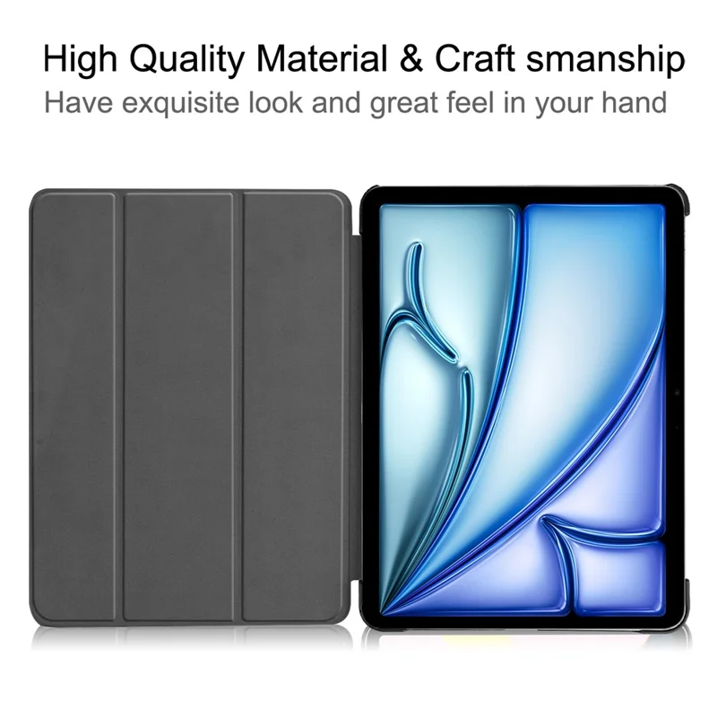 PU Leather Tablet Case for iPad Air 13 (2026) / (2025) / (2024) Anti-drop Tri-Fold Stand Slim Protective Cover - Blackish Green