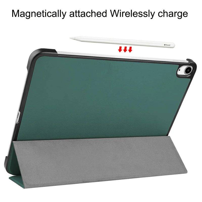 PU Leather Tablet Case for iPad Air 13 (2026) / (2025) / (2024) Anti-drop Tri-Fold Stand Slim Protective Cover - Blackish Green