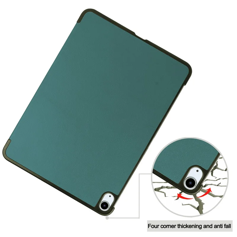 PU Leather Tablet Case for iPad Air 13 (2026) / (2025) / (2024) Anti-drop Tri-Fold Stand Slim Protective Cover - Blackish Green