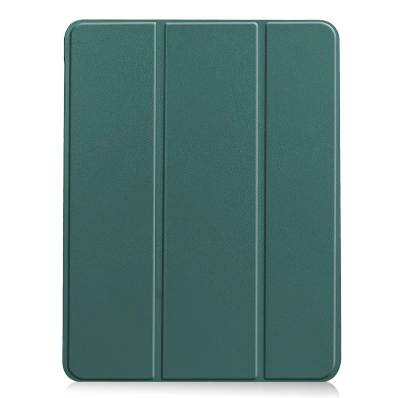 PU Leather Tablet Case for iPad Air 13 (2026) / (2025) / (2024) Anti-drop Tri-Fold Stand Slim Protective Cover - Blackish Green