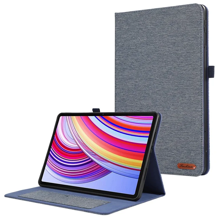 For Xiaomi Redmi Pad Pro / Redmi Pad Pro 5G / Poco Pad Card Holder Cloth Texture Leather Case Tablet Stand Cover - Blue