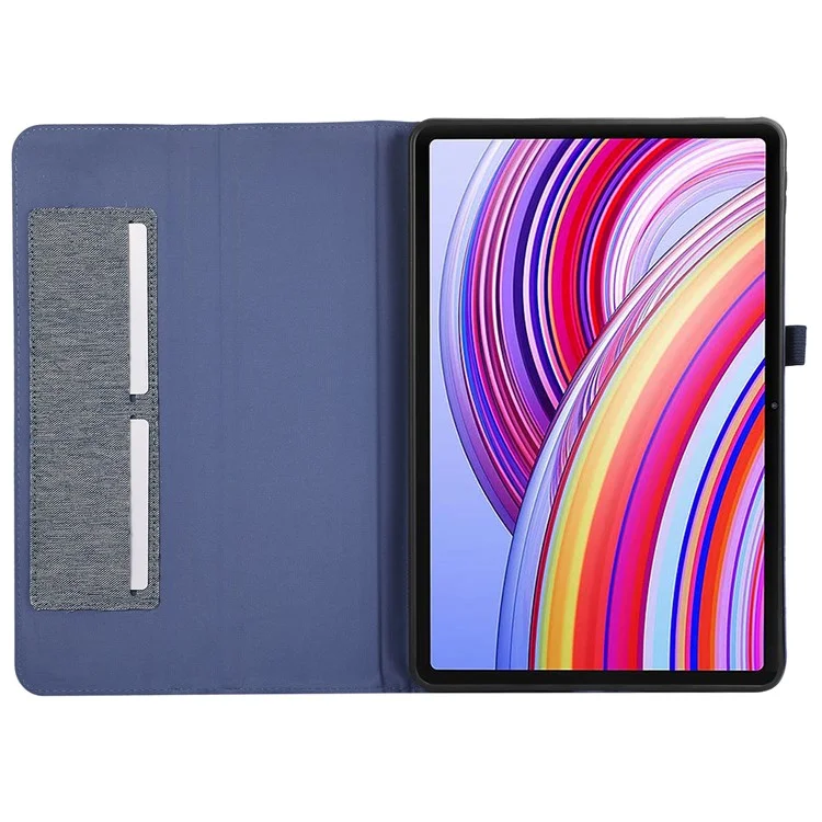 For Xiaomi Redmi Pad Pro / Redmi Pad Pro 5G / Poco Pad Card Holder Cloth Texture Leather Case Tablet Stand Cover - Blue