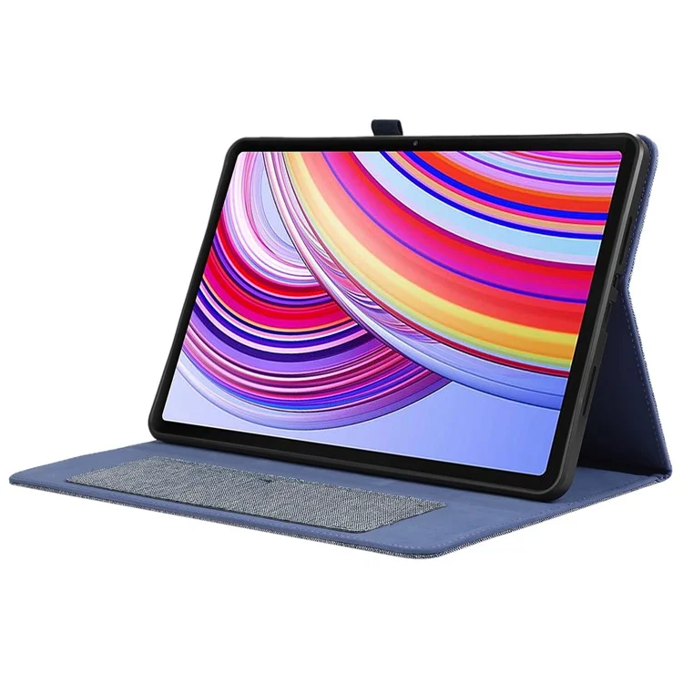 For Xiaomi Redmi Pad Pro / Redmi Pad Pro 5G / Poco Pad Card Holder Cloth Texture Leather Case Tablet Stand Cover - Blue