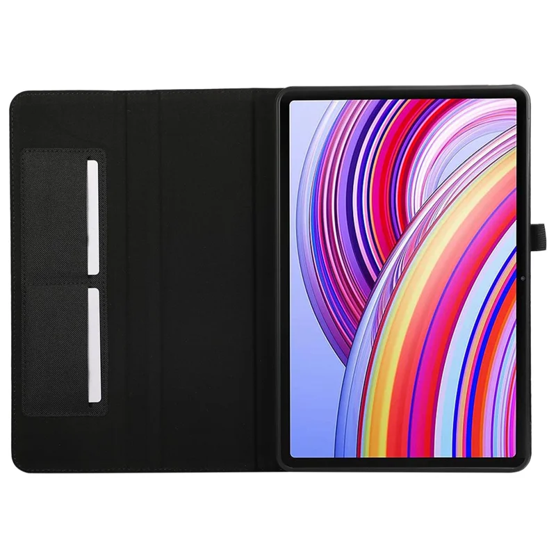 For Xiaomi Redmi Pad Pro / Redmi Pad Pro 5G / Poco Pad Card Holder Cloth Texture Leather Case Tablet Stand Cover - Black