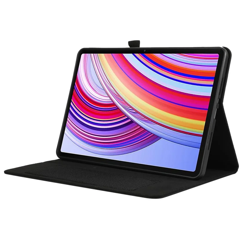 For Xiaomi Redmi Pad Pro / Redmi Pad Pro 5G / Poco Pad Card Holder Cloth Texture Leather Case Tablet Stand Cover - Black