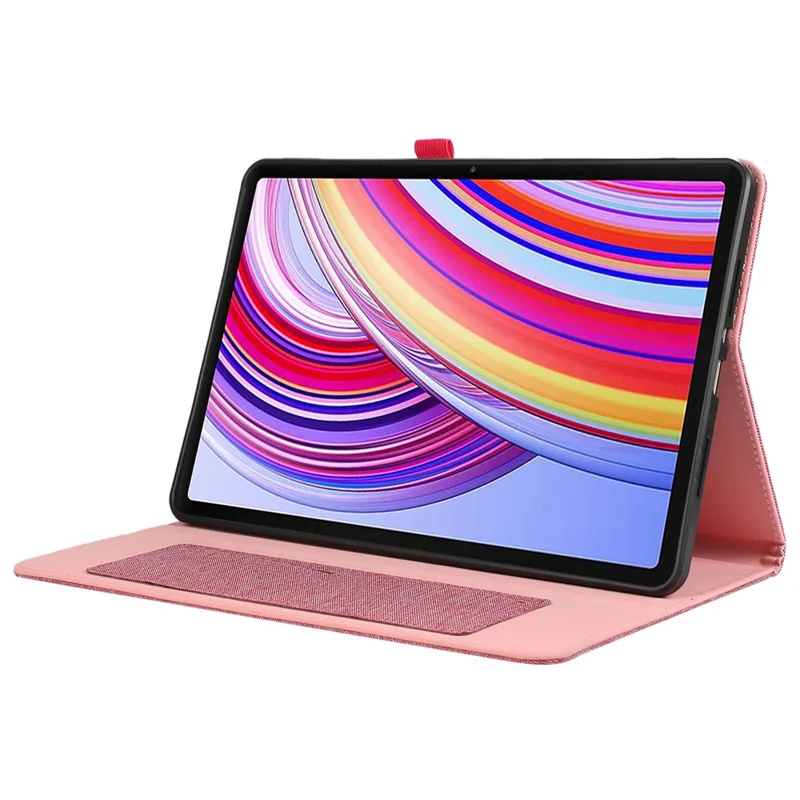 For Xiaomi Redmi Pad Pro / Redmi Pad Pro 5G / Poco Pad Card Holder Cloth Texture Leather Case Tablet Stand Cover - Pink