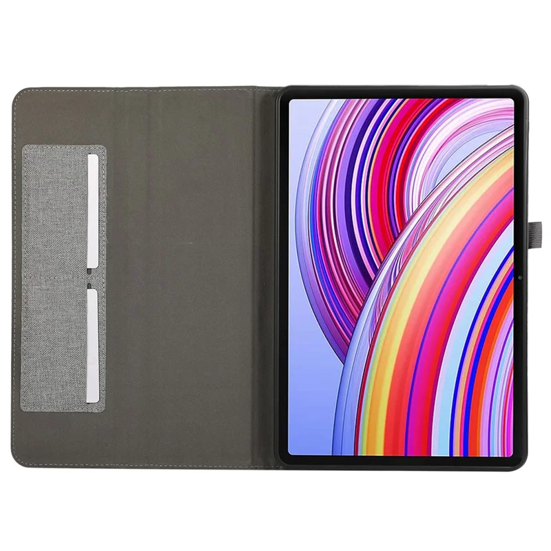 For Xiaomi Redmi Pad Pro / Redmi Pad Pro 5G / Poco Pad Card Holder Cloth Texture Leather Case Tablet Stand Cover - Grey