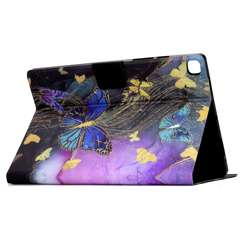 For Samsung Galaxy Tab S6 Lite (2020) / (2022) / (2024) (SM-P610 / 615) Case Pattern Printing Leather Tablet Cover with Card Holder - Golden Butterflies