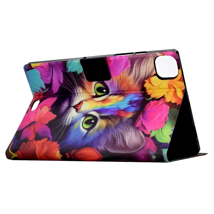 Para iPad Pro 11 (2018) / (2020) / iPad Air 11 (2024) / Air (2020) / (2022) Funda Funda Funda Funda Inteligente de Tableta con Patrón de Cuero PU - Rosa Gato