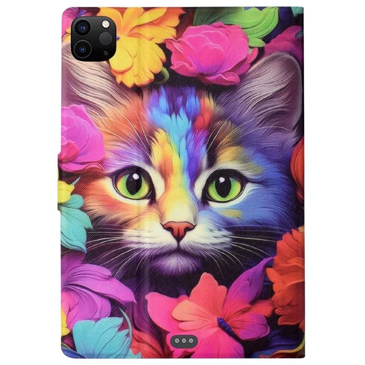 Para iPad Pro 11 (2018) / (2020) / iPad Air 11 (2024) / Air (2020) / (2022) Funda Funda Funda Funda Inteligente de Tableta con Patrón de Cuero PU - Rosa Gato