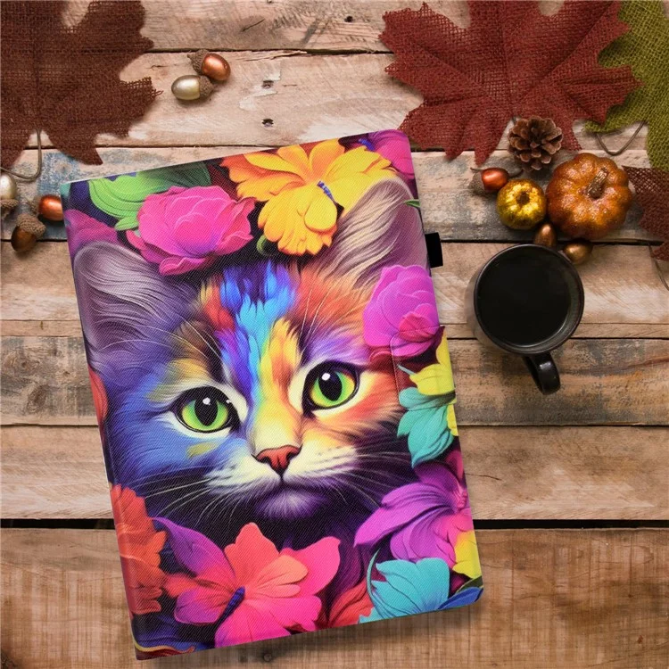 Para iPad Pro 11 (2018) / (2020) / iPad Air 11 (2024) / Air (2020) / (2022) Funda Funda Funda Funda Inteligente de Tableta con Patrón de Cuero PU - Rosa Gato
