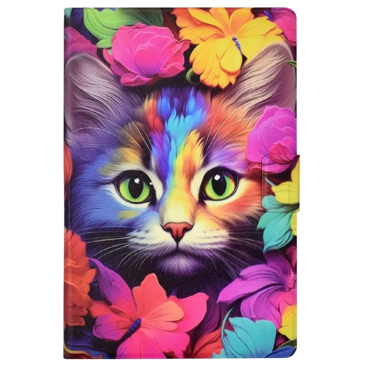 For iPad Mini / Mini 2 / mini 3 / mini 4 / mini (2019) 7.9 inch Case PU Leather Pattern Printed Cover with Card Holder - Rose Cat