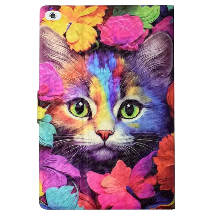 For iPad Mini / Mini 2 / mini 3 / mini 4 / mini (2019) 7.9 inch Case PU Leather Pattern Printed Cover with Card Holder - Rose Cat