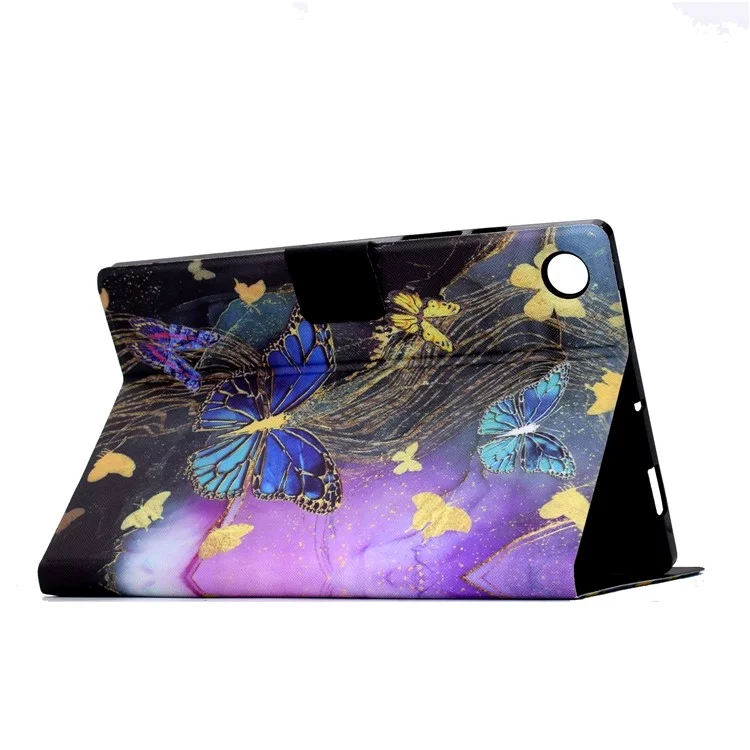 Per Samsung Galaxy Tab A9 Case PU Leather Pattern Folding Stand Protective Tablet Cover - Golden Butterflies