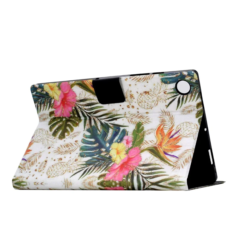 For Samsung Galaxy Tab A9 Case PU Leather Pattern Folding Stand Protective Tablet Cover - Golden Pineapple
