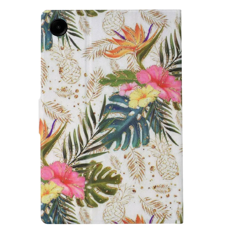 For Samsung Galaxy Tab A9 Case PU Leather Pattern Folding Stand Protective Tablet Cover - Golden Pineapple