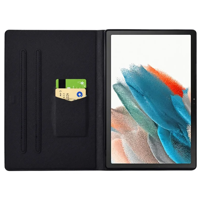 For Samsung Galaxy Tab A8 10.5 (2021) X205 X200 / (2022) Case Card Slot Tablet Leather Cover - Petal