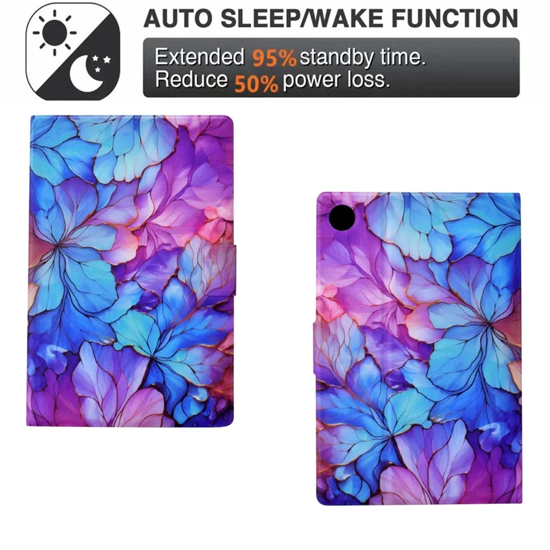 For Samsung Galaxy Tab A8 10.5 (2021) X205 X200 / (2022) Case Card Slot Tablet Leather Cover - Petal