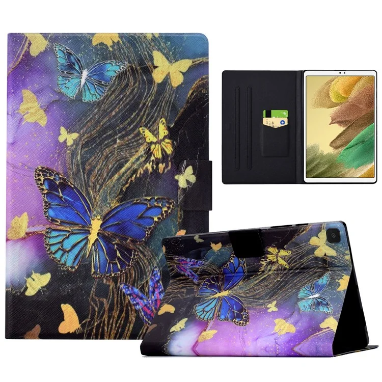 Pour Samsung Galaxy Tab A7 Lite 8.7 pouces T220 / T225 Tablet Case Pattern Printing Card Slot Leather Cover - Golden Butterflies